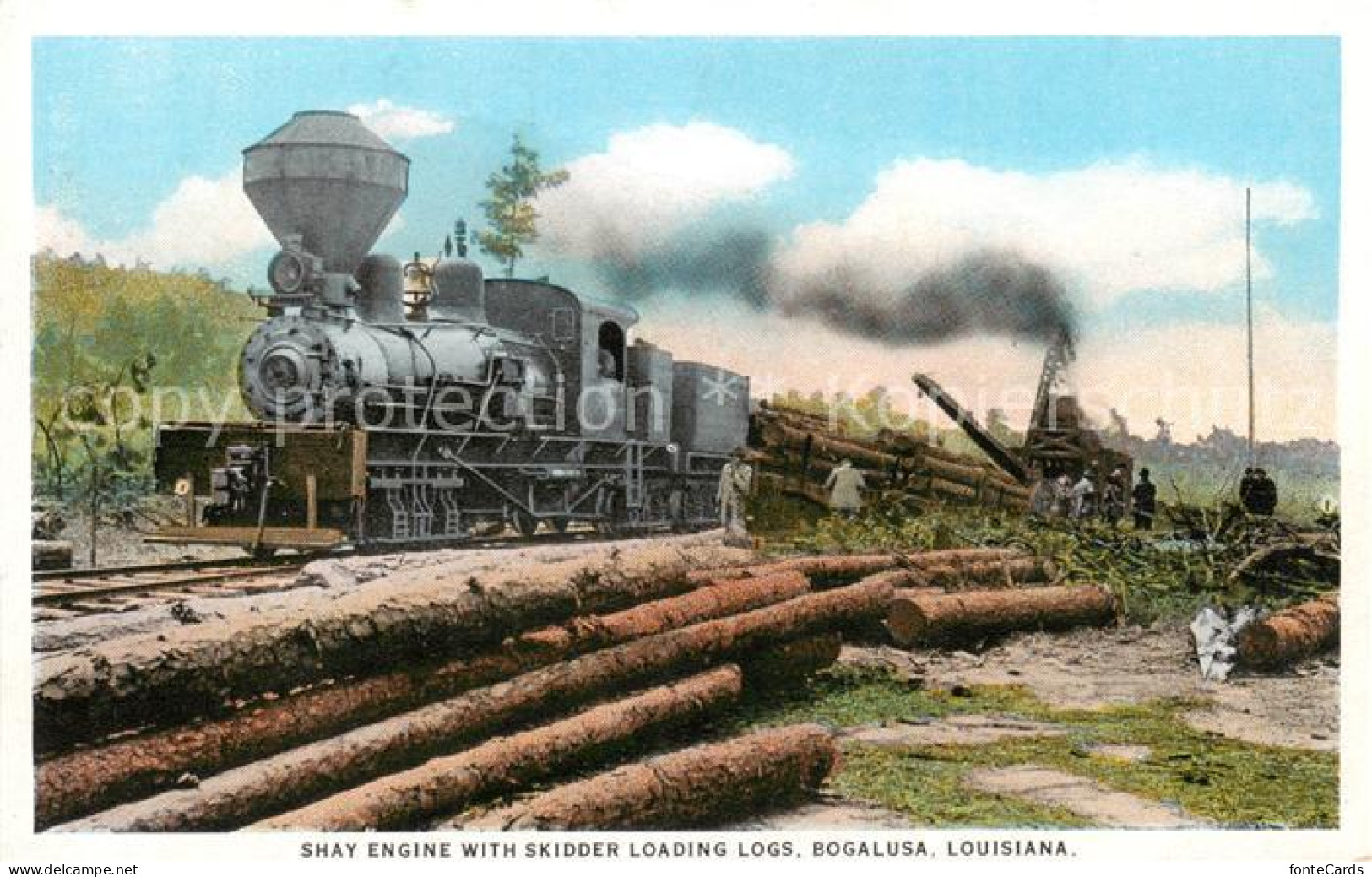 73850487 Bogalusa_Louisiana_USA Shay Engine With Skidder Loading Logs - Andere & Zonder Classificatie