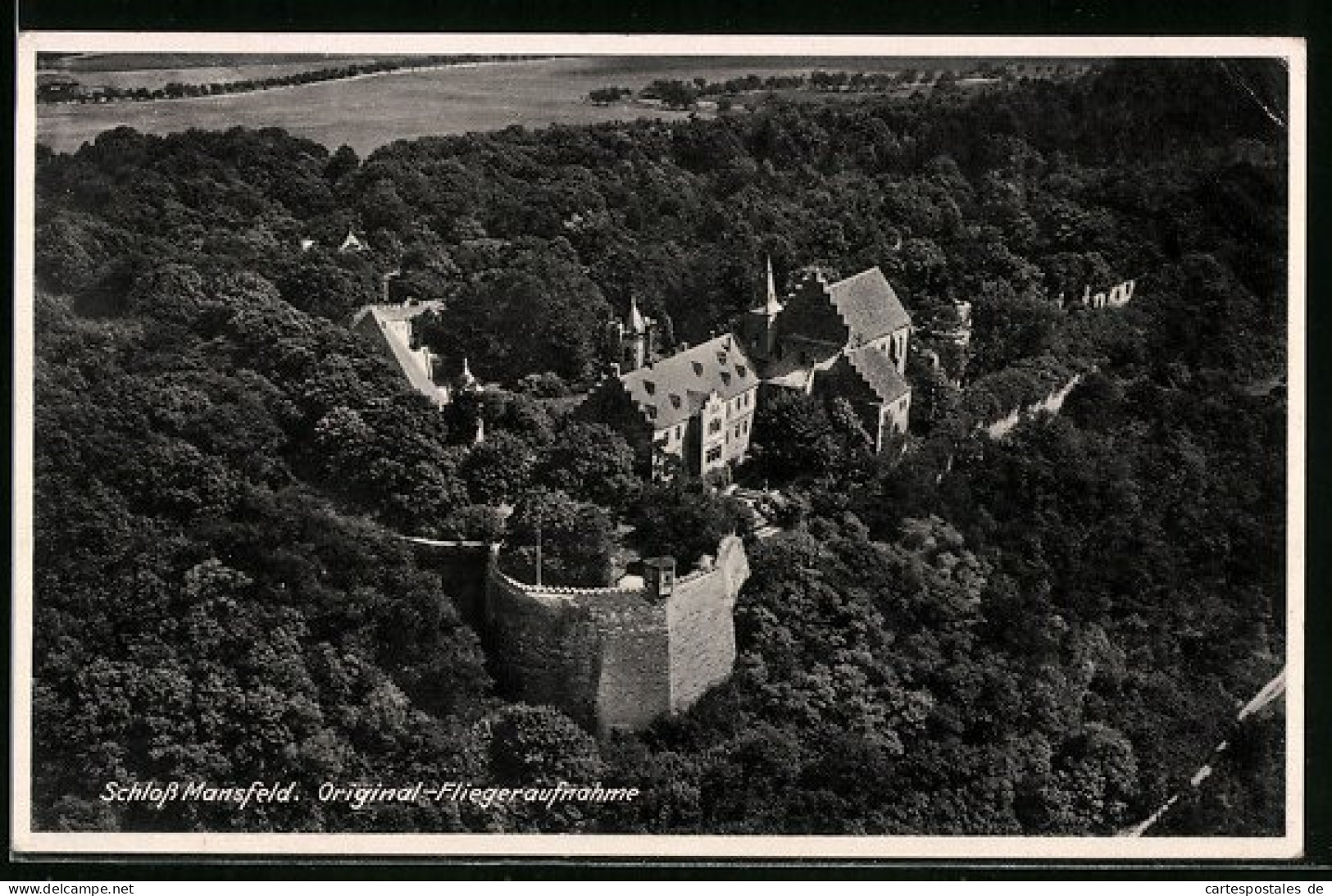 AK Mansfeld, Schloss, Orig. Fliegeraufnahme  - Mansfeld