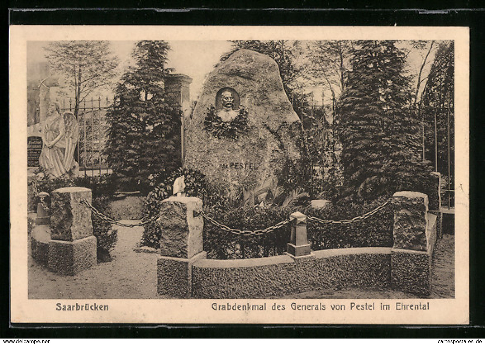 AK Saarbrücken, Grabdenkmal Des Generals Von Pestel Im Ehrental  - Saarbrücken