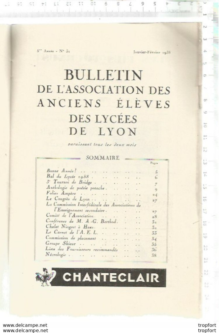 XF / PROGRAMME Bal Du LYCEE 1938 Palais D'hiver 1938 // LYON Poésie POTACHE // Publicité DAUPHINE BERLIET Voiture - Programmes