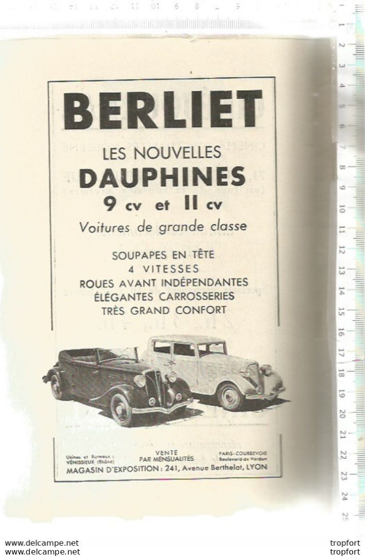 XF / PROGRAMME Bal Du LYCEE 1938 Palais D'hiver 1938 // LYON Poésie POTACHE // Publicité DAUPHINE BERLIET Voiture - Programas