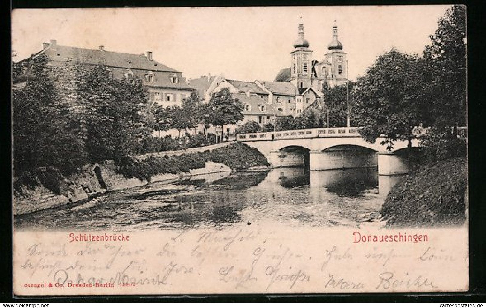 AK Donaueschingen, Schützenbrücke Und Kirche  - Donaueschingen