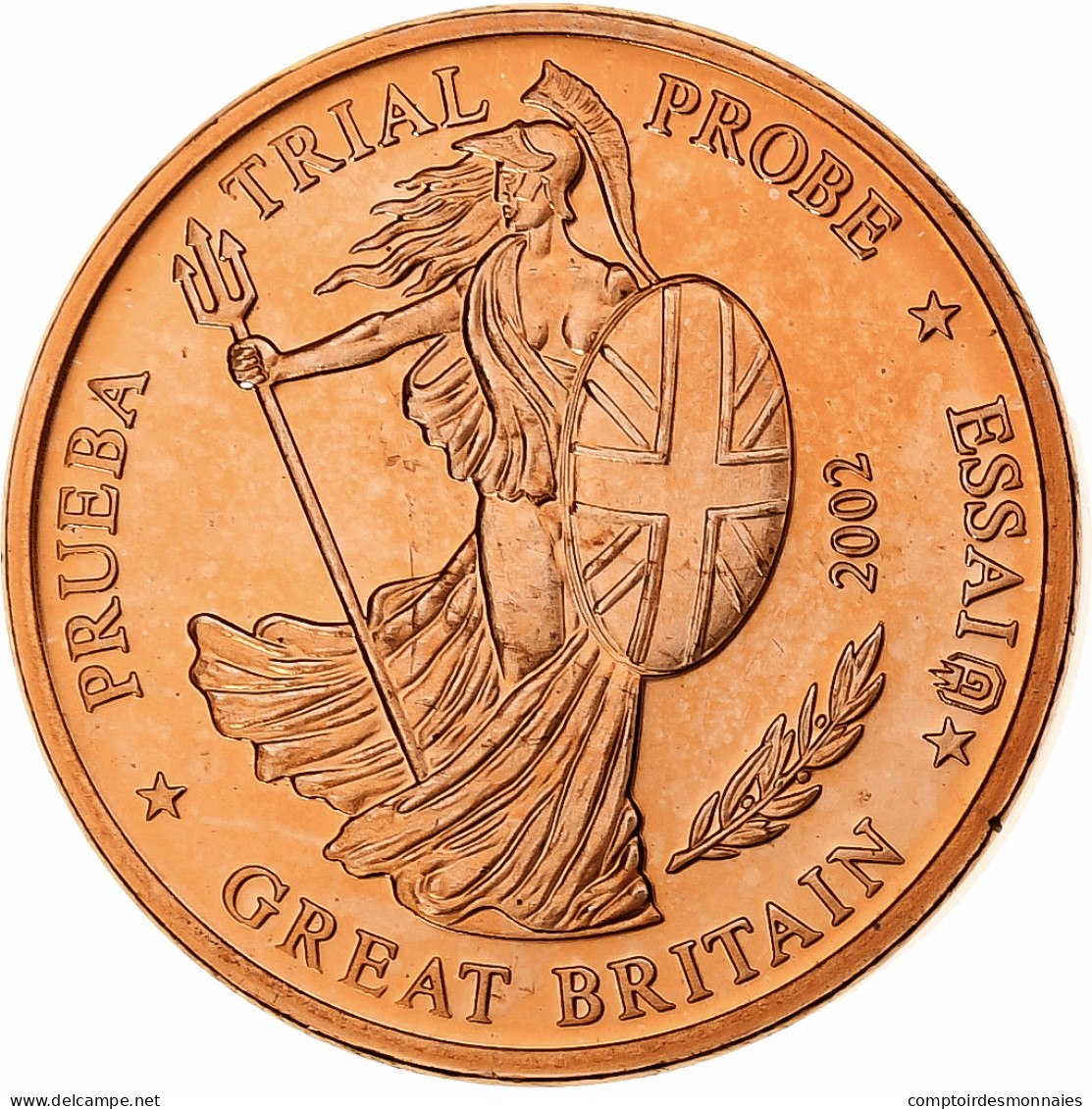 Grande-Bretagne, Euro Cent, Fantasy Euro Patterns, Essai-Trial, 2002, Cuivre - Essais Privés / Non-officiels