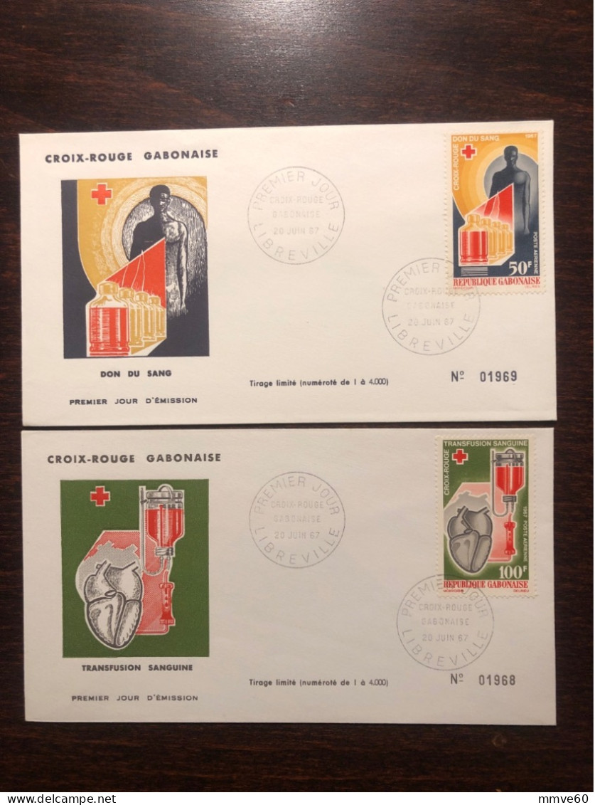 GABON FDC COVER 1967 YEAR BLOOD DONATION DONORS RED CROSS HEALTH MEDICINE STAMPS - Gabon