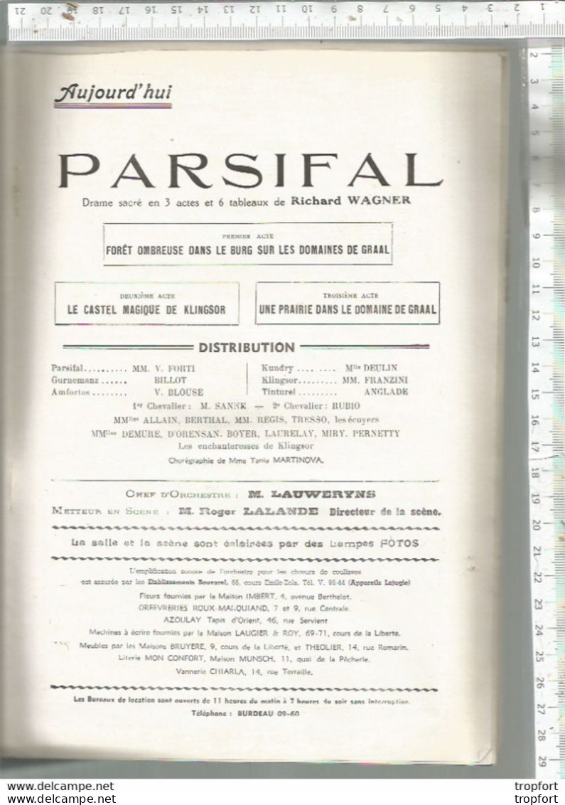 XE // Superbe PROGRAMME Théâtre Opéra DE LYON @@ PARSIFAL // RARE Publicité PANHARD Grand Format - Programs