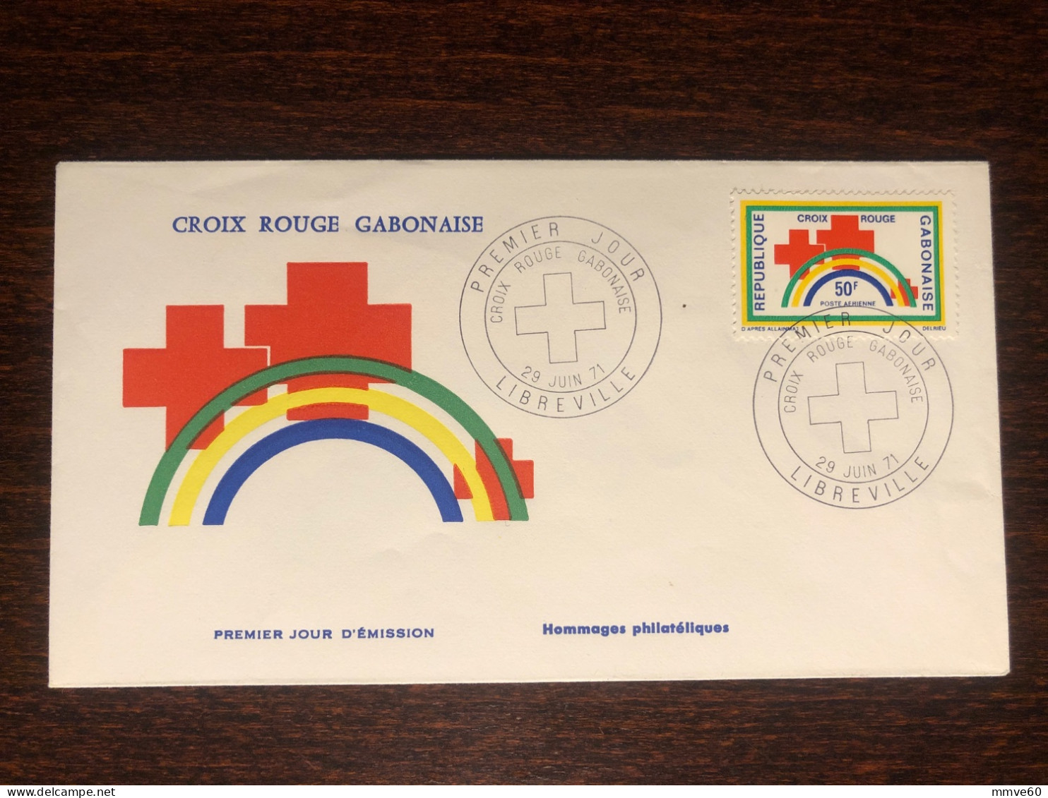 GABON FDC COVER 1971 YEAR RED CROSS HEALTH MEDICINE STAMPS - Gabon