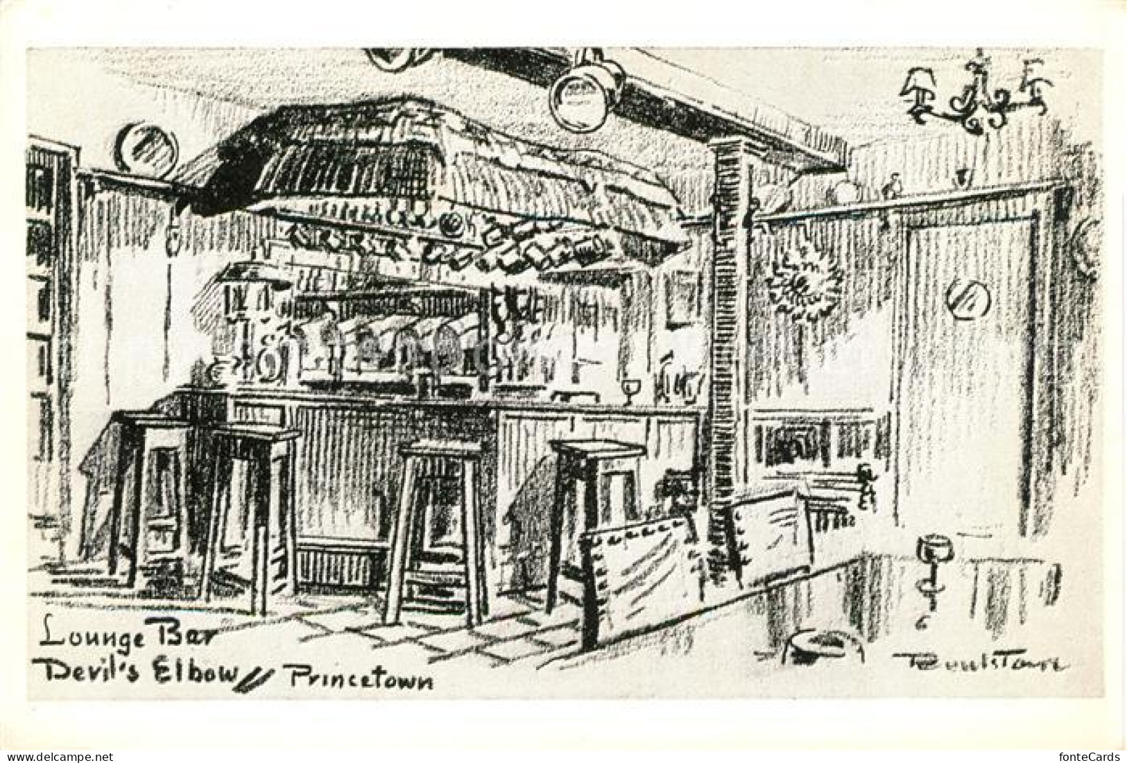 73481025 Princetown Lounge Bar Devils Elbow Drawing Kuenstlerkarte  - Autres & Non Classés