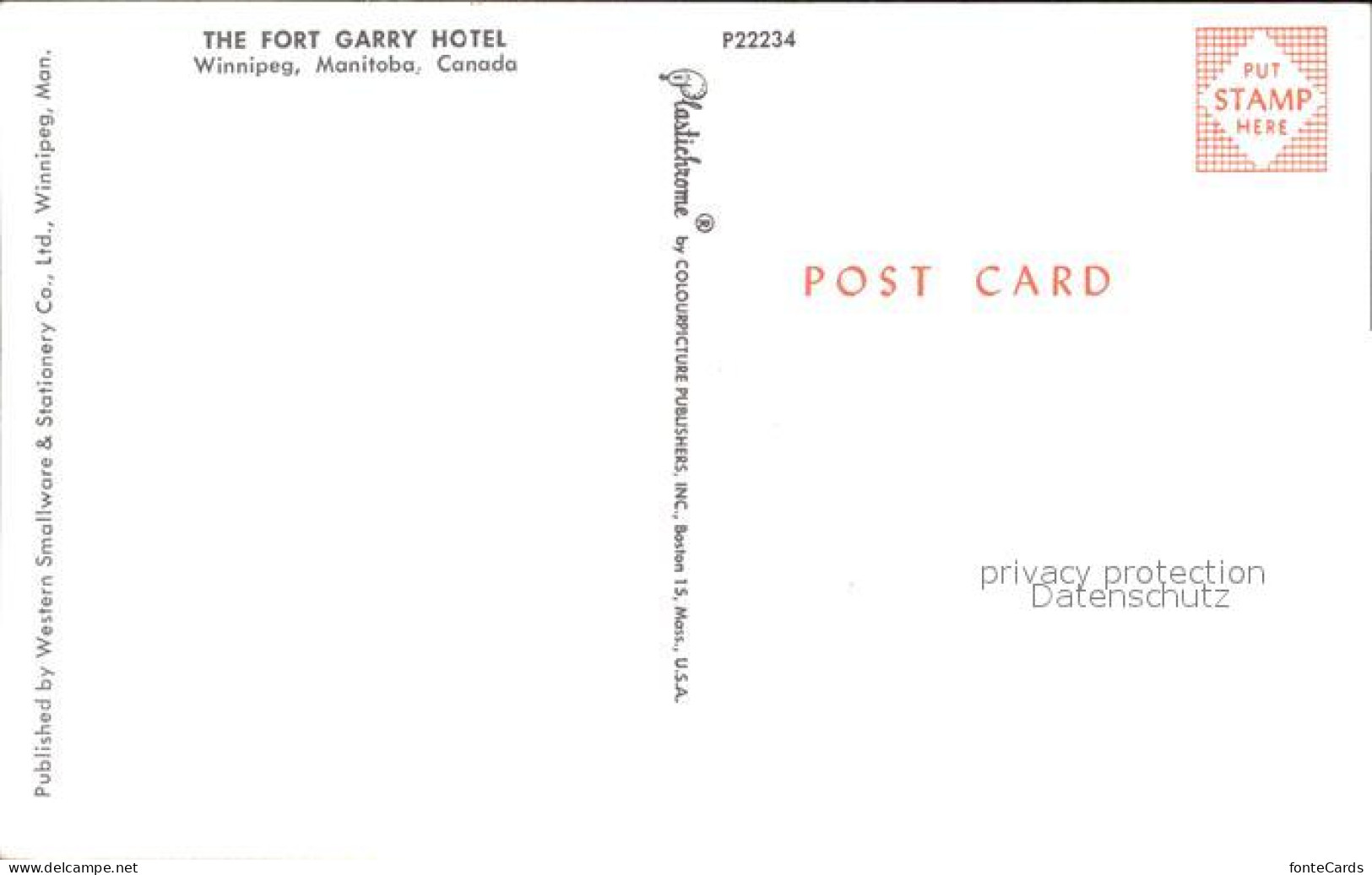71992897 Winnipeg Fort Garry Hotel Winnipeg - Ohne Zuordnung