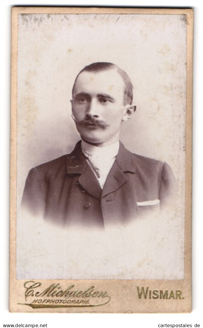 Fotografie C. Michaelsen, Wismar, Krämerstr. 19, Portrait Stattlicher Mann Mit Schnurrbart  - Personnes Anonymes