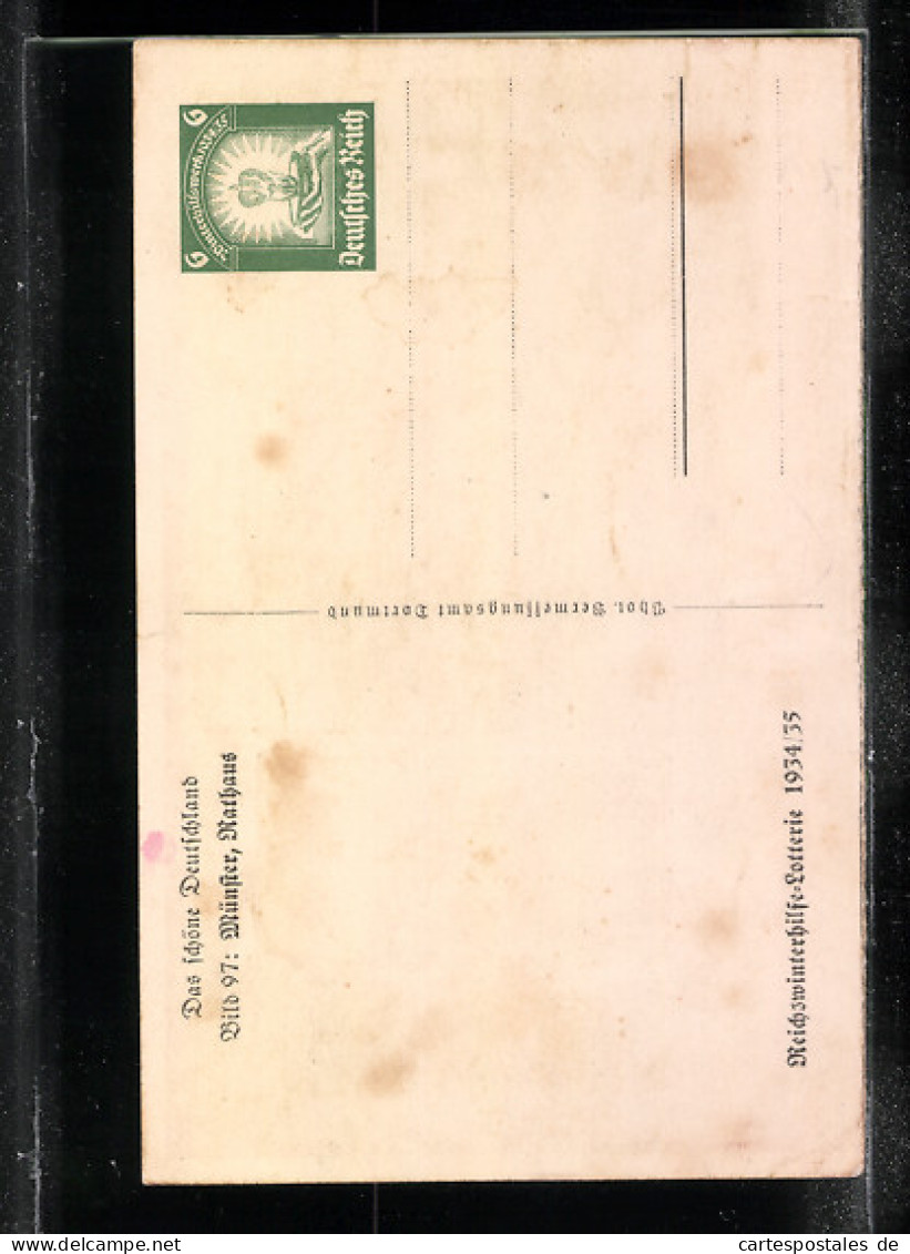 AK Münster, Rathaus, Ganzsache WHW Winterhilfswerk 1934-35  - Briefkaarten