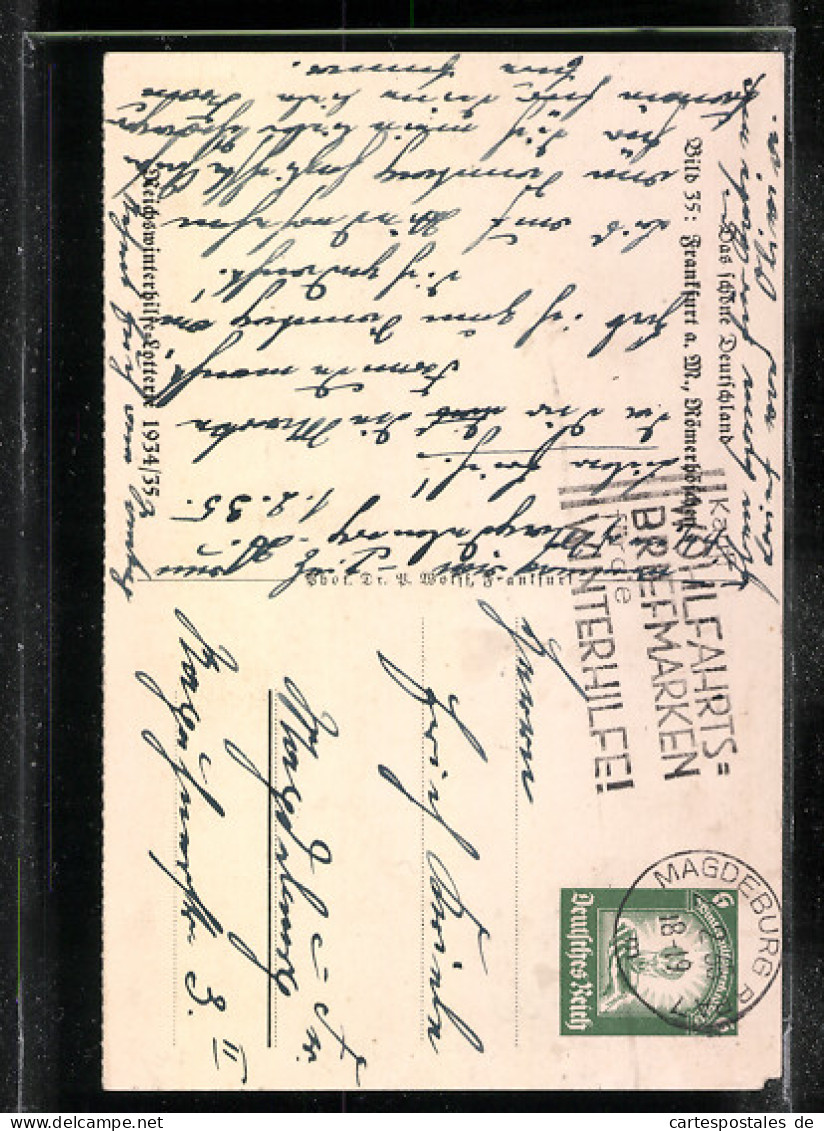 AK Frankfurt A. M., Römerhöfchen, Ganzsache WHW Winterhilfswerk 1934-35  - Tarjetas