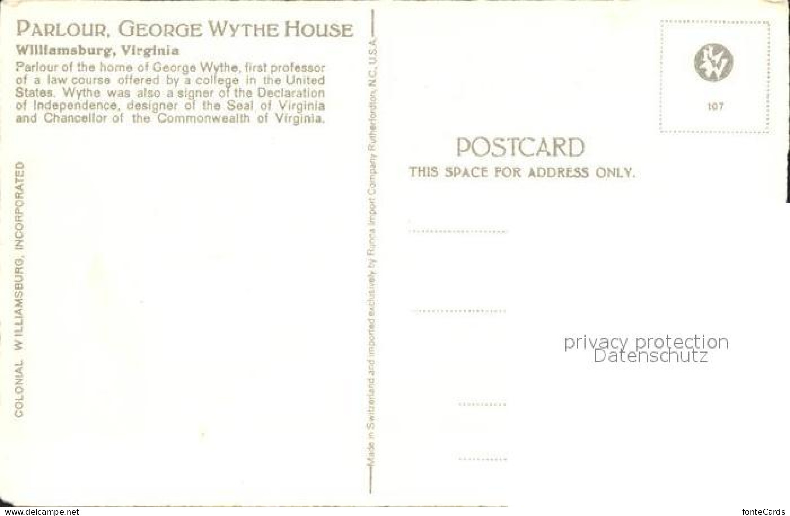 71990980 Williamsburg_Virginia Parlour George Wythe House - Autres & Non Classés