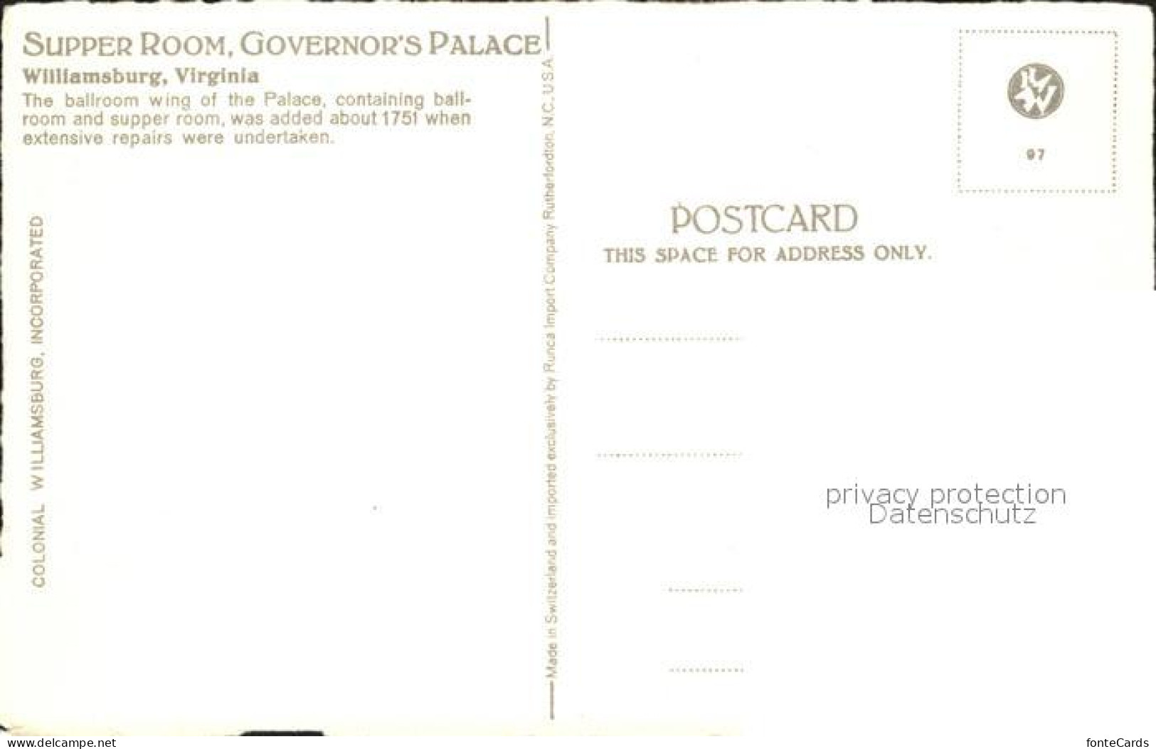 71990978 Williamsburg_Virginia Supper Room Governors Palace - Altri & Non Classificati