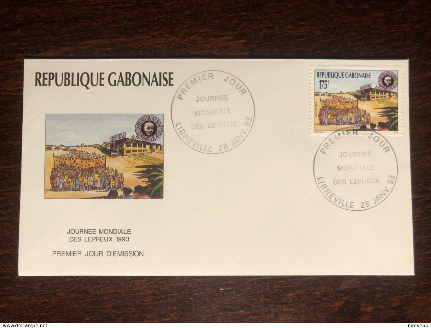 GABON FDC COVER 1993 YEAR FOLLEREAU LEPROSY LEPRA HEALTH MEDICINE STAMPS - Gabun (1960-...)