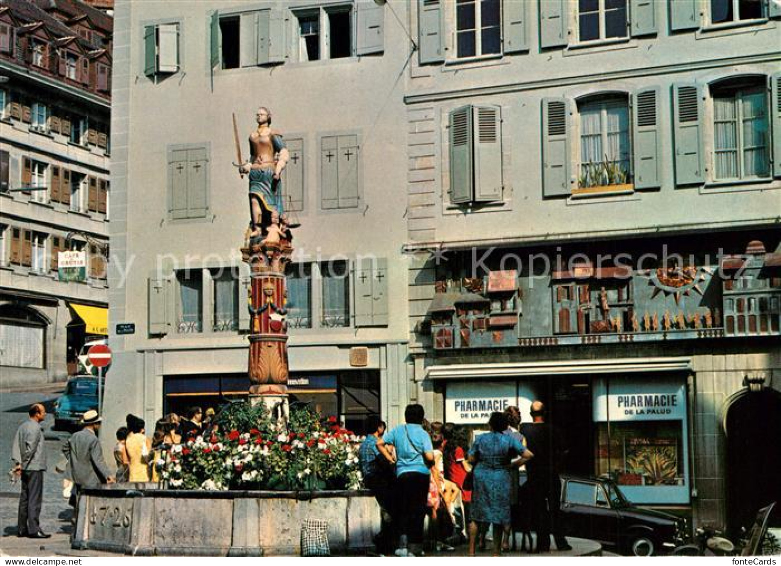 12945105 Lausanne VD Place De La Palud La Fontaine De La Justice Et L’horloge Pa - Sonstige & Ohne Zuordnung