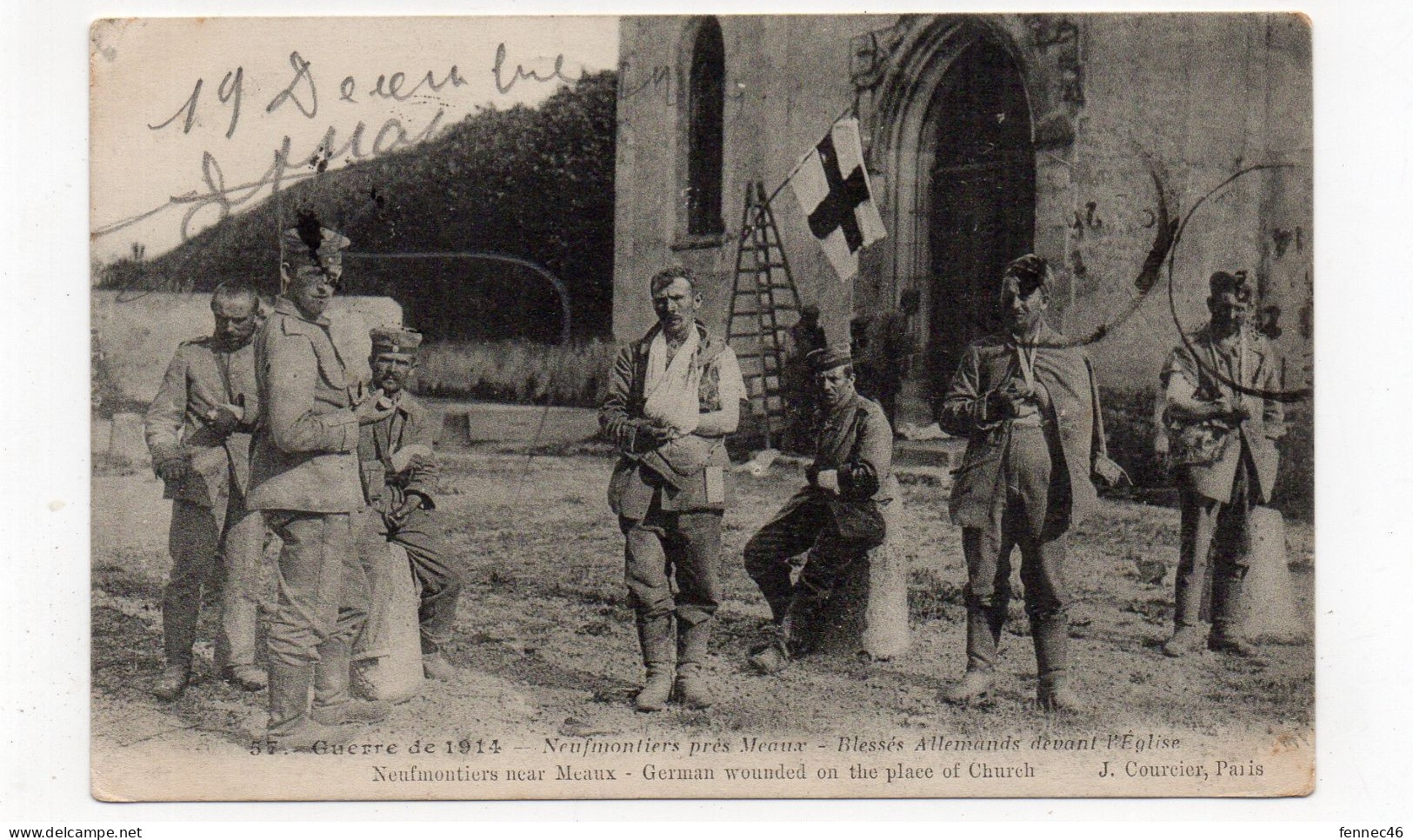 Guerre 1914 - NEUFMONTIERS Près Meaux - Blessés Allemands Devant L'Eglise - Animée - 1914  (L22) - Weltkrieg 1914-18