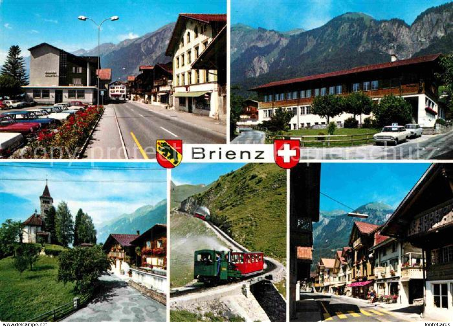 12927885 Brienz BE Teilansichten Strassenpartie Zahnradbahn Kirche Alpen Brienz - Sonstige & Ohne Zuordnung