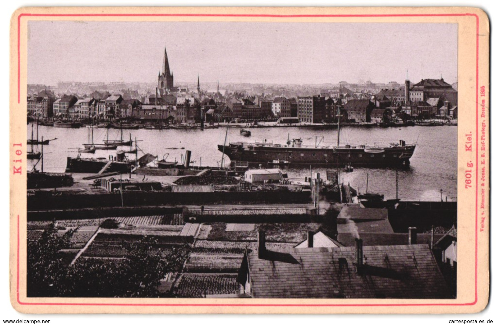 Fotografie Römmler & Jonas, Dresden, Ansicht Kiel, Blick Nach Der Stadt Mit Schiffen  - Lugares