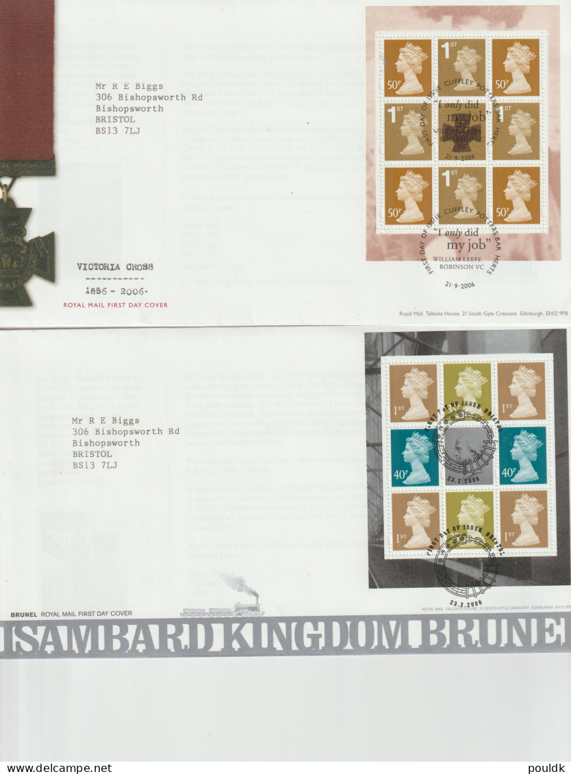 Great Britain: 10 FDC Franked W/souvenir Sheets Or Booklet Panes. Postal Weight Approx 200 Gramms. Please Read - Blocks & Kleinbögen