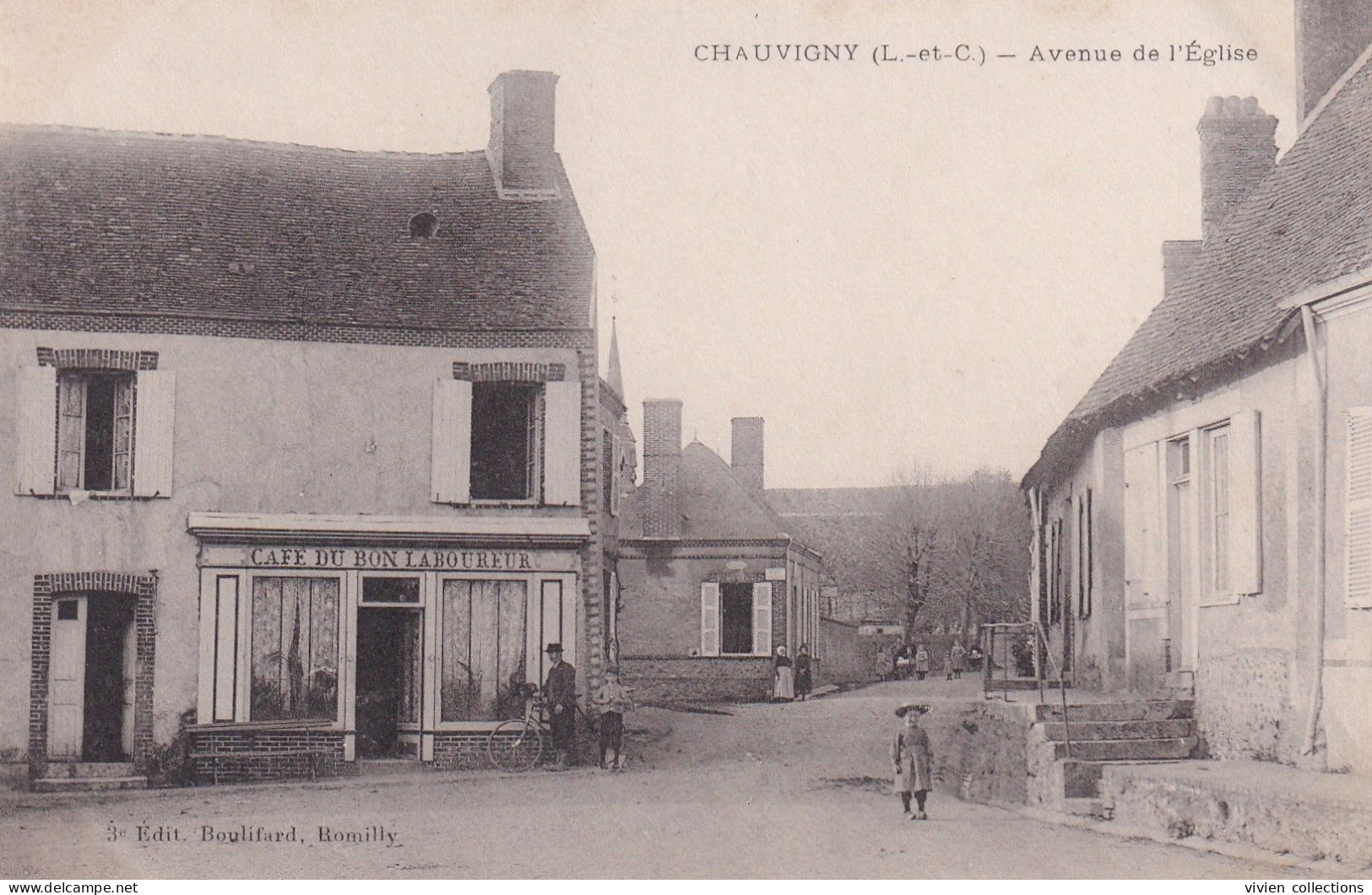 Chauvigny (41 Loir Et Cher) Avenue De L'église - Le Café Du Bon Laboureur - édit. Boulifard - Otros & Sin Clasificación