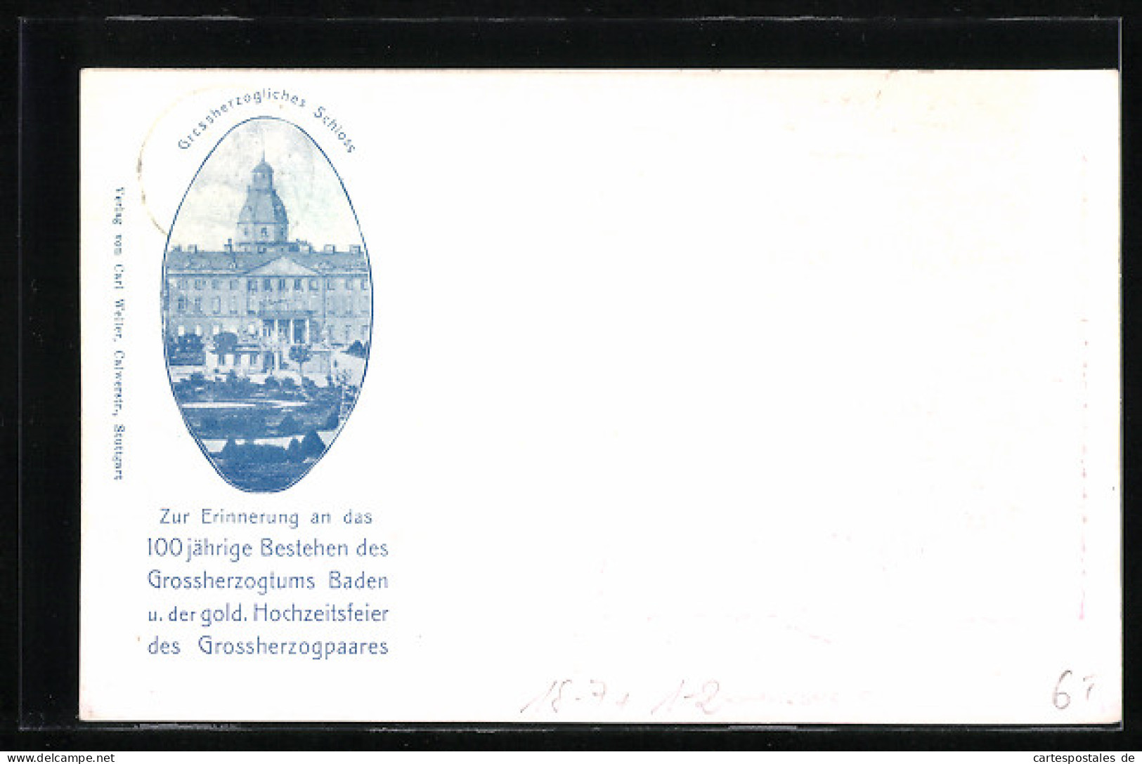AK Badens Erste Briefmarken, 100jähriges Bestehen Des Grossherzogtums, Portraits, Ganzsache  - Case Reali