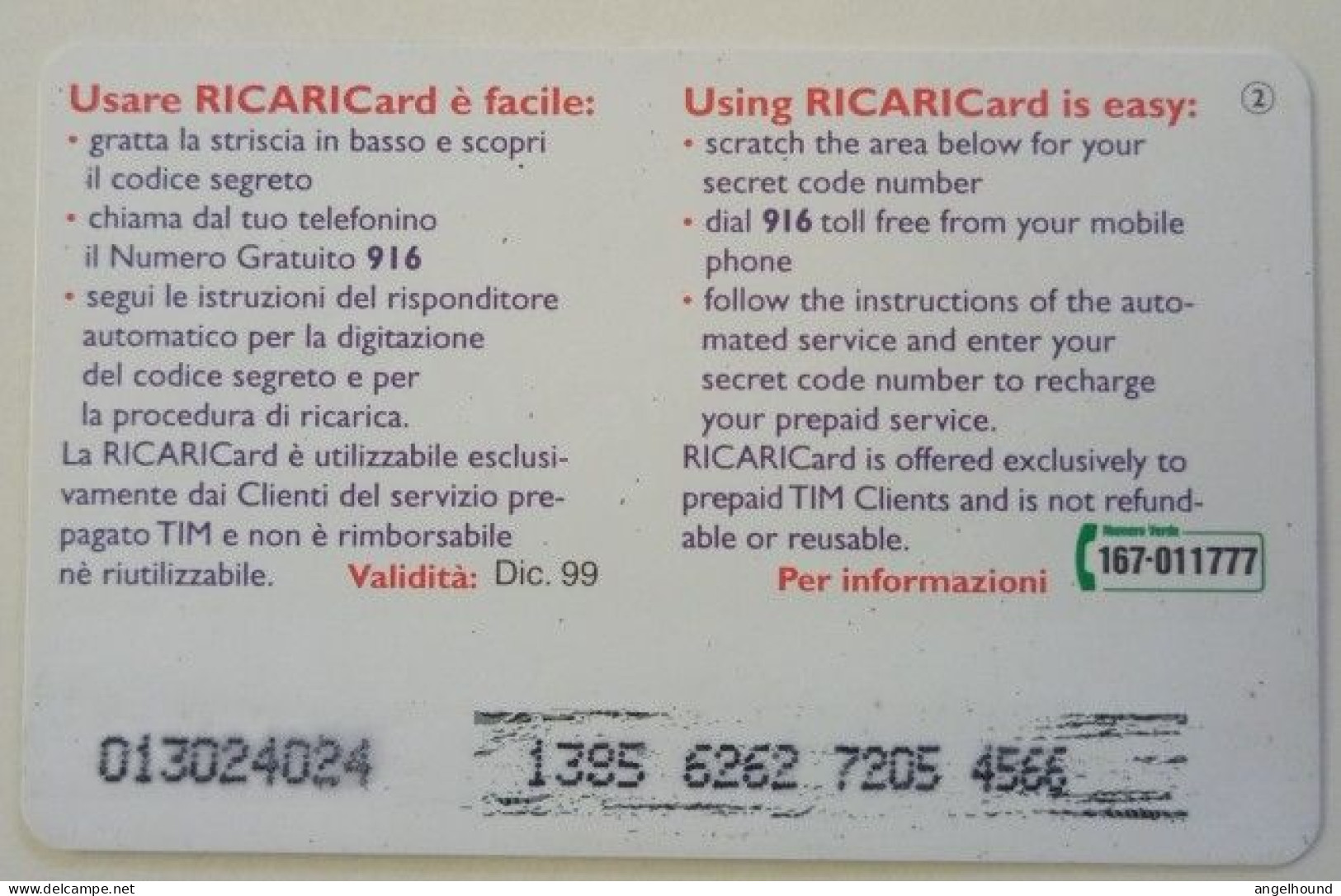 Italy Ricari Card - [2] Handy-, Prepaid- Und Aufladkarten