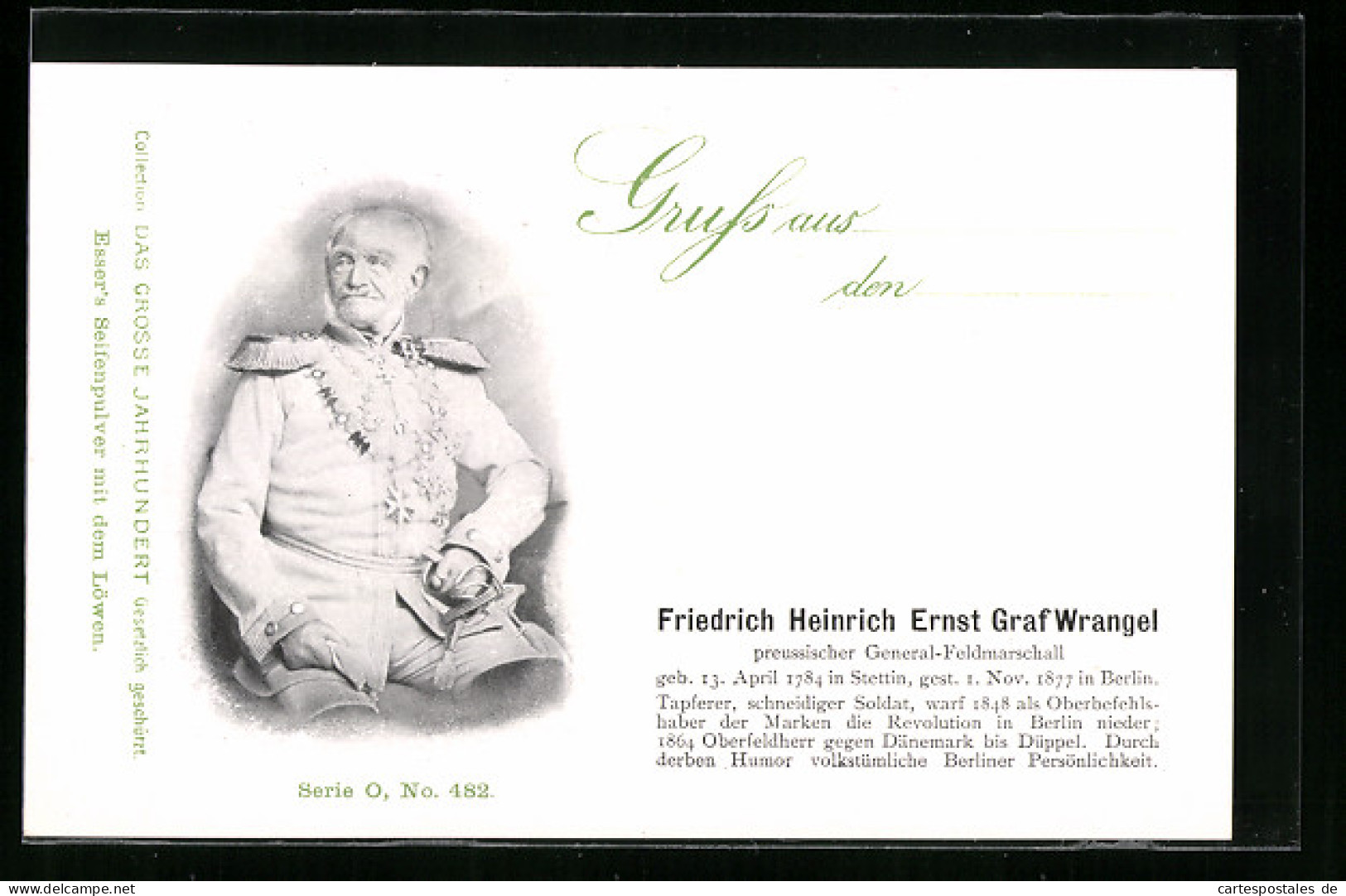 AK Friedrich Heinrich Ernst Graf Wrangel, Preussischer Generalfeldmarschall  - Other & Unclassified