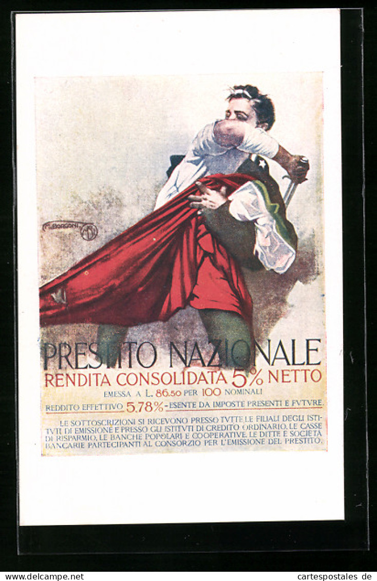 Künstler-AK Prestito Nazionale, Rendita Consolidata 5 % Netto, Kriegsanleihe  - War 1914-18