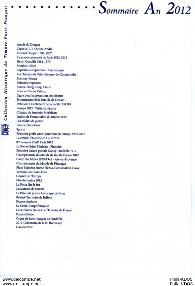 (Prix à La Poste > 220 €) : Année 2012 COMPLETE Des Documents Philatéliques Officiels + CLASSEUR. DPO à Saisir !!! - Documenti Della Posta