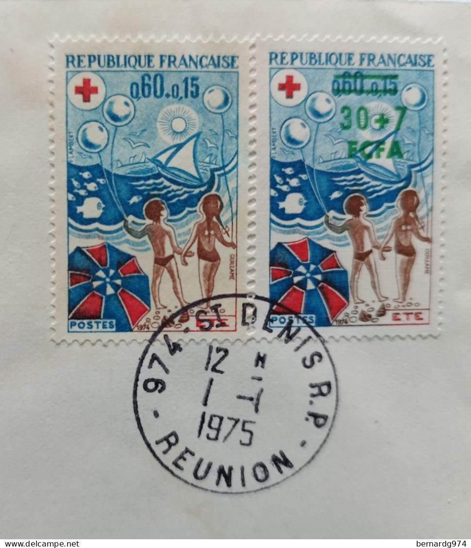 Réunion CFA : Premier Jour Des Timbres CFA  Affranchissement Mixte - Storia Postale
