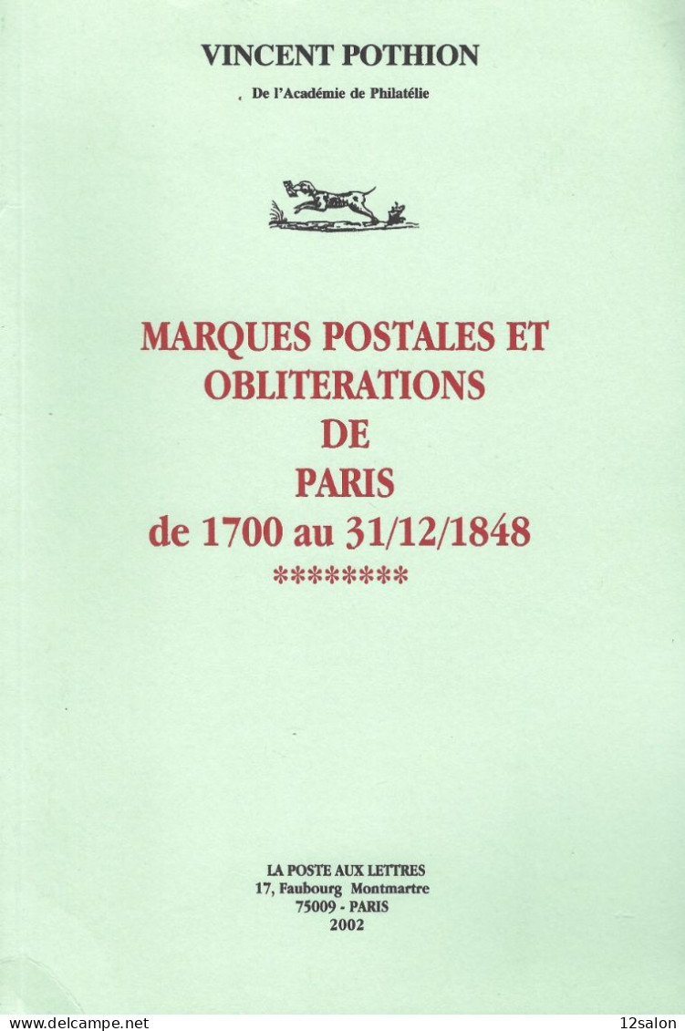 MARQUES POSTALES ET OBLITERATIONS DE PARIS V. POTHION - Afstempelingen
