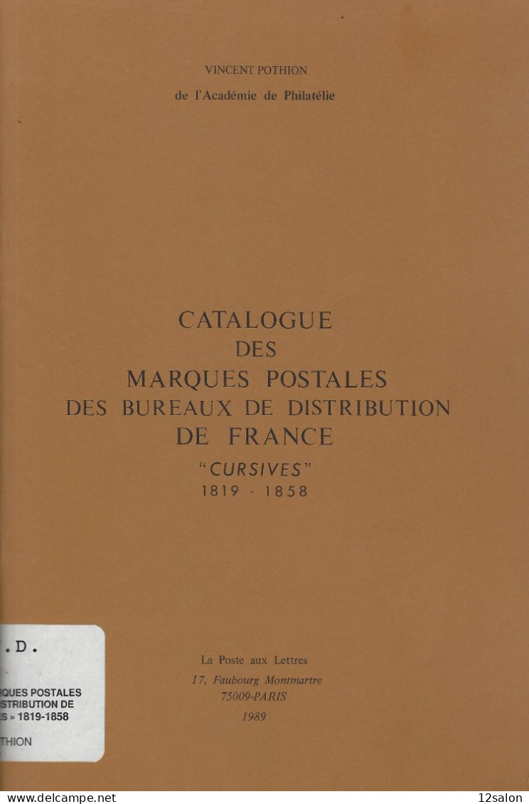 MARQUES POSTALES DE FRANCE CURSIVES V. POTHION - Afstempelingen