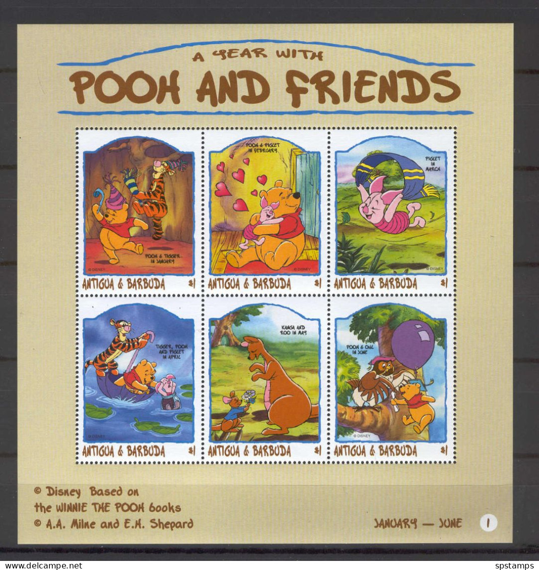 Disney Antigua & Barbuda 1998 Pooh And Friends #1 Sheetlet MNH - Disney