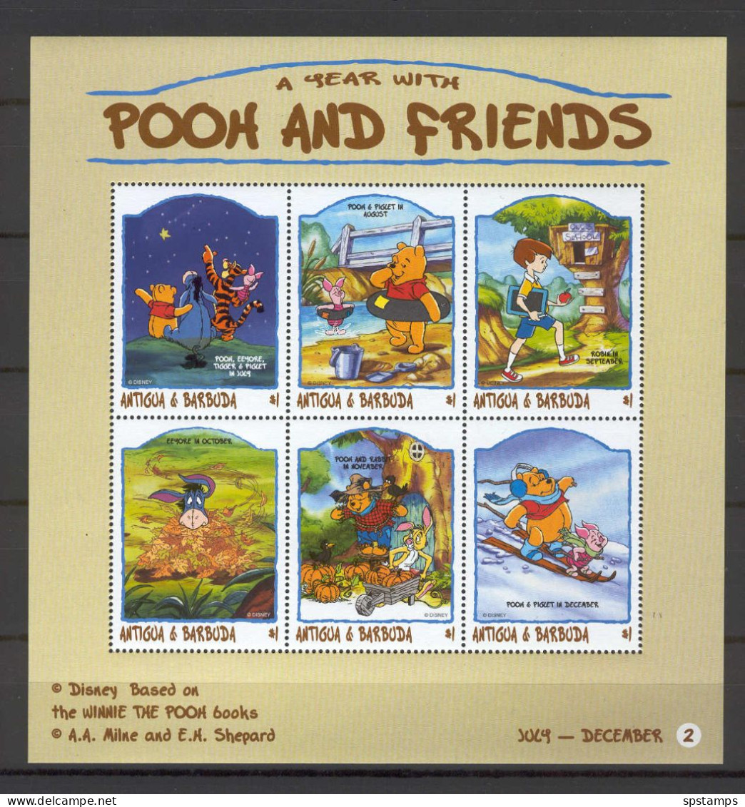 Disney Antigua & Barbuda 1998 Pooh And Friends #2 Sheetlet MNH - Disney