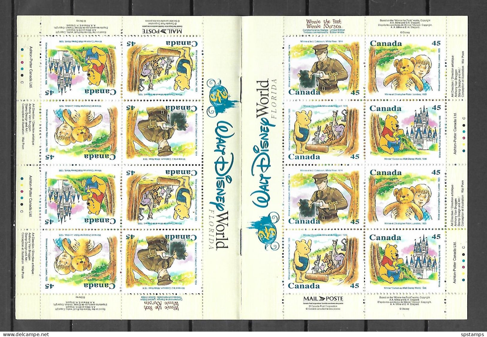 Disney Canada 1996 Winnie The Pooh Booklet Of 4 Sets MNH - Disney