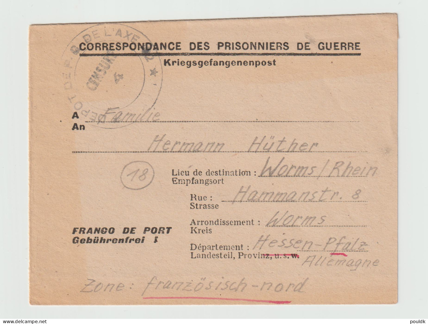 German Prisoner Of War Letter From France, Depot PG 102 (Cdo 829) In Colmar Signed 19.1.1947 - Censored - Militaria