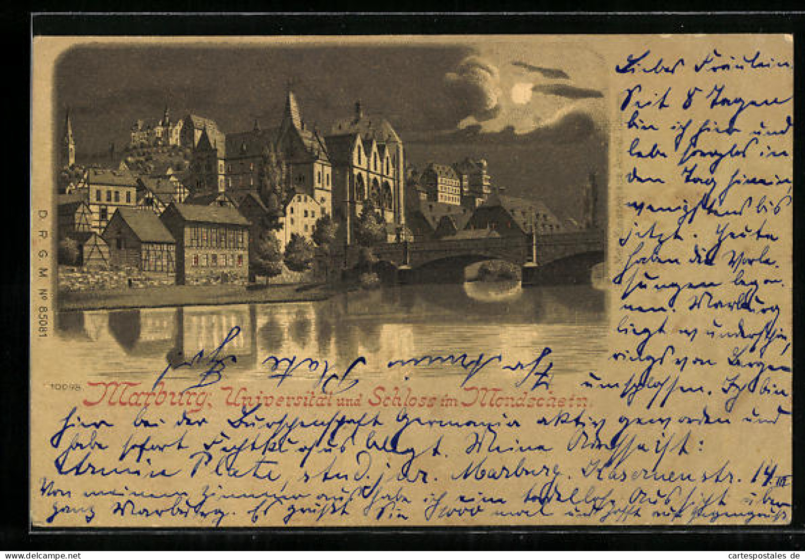 Mondschein-Lithographie Marburg, Universität Und Schloss  - Marburg