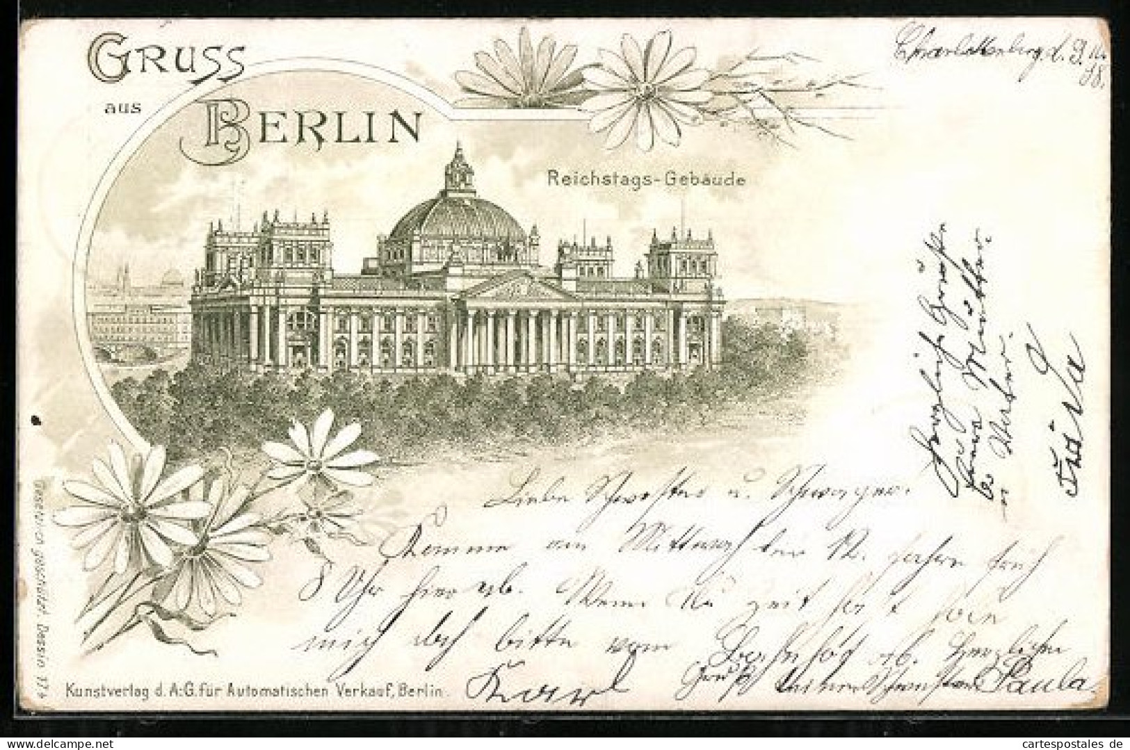 Lithographie Berlin-Tiergarten, Reichstags-Gebäude  - Tiergarten