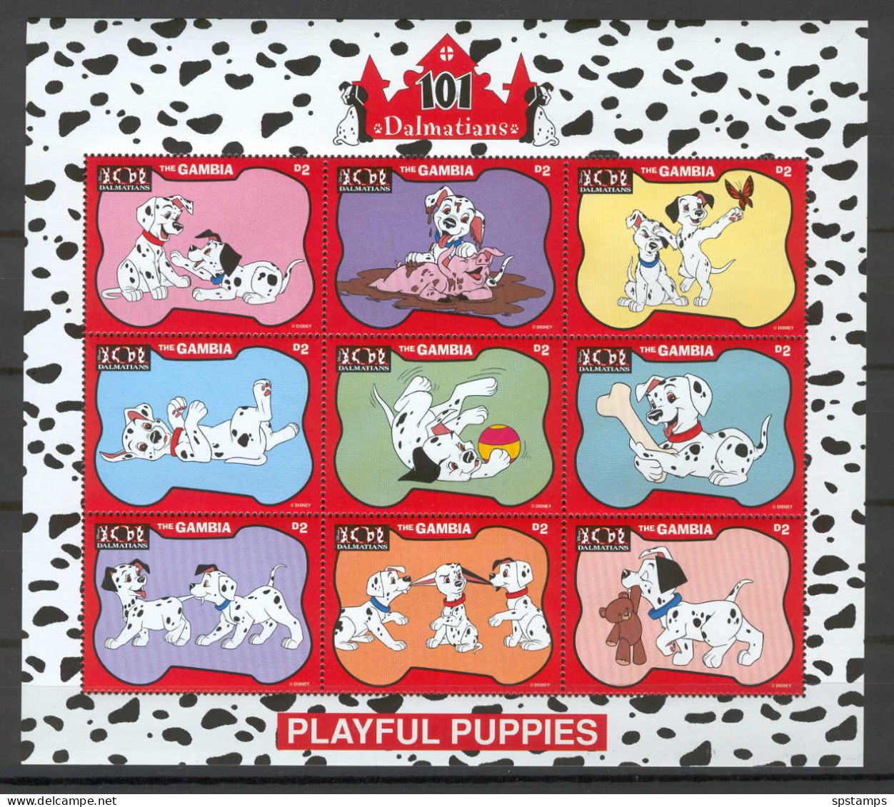 Disney Gambia 1997 101 Dalmatians - Playful Puppies Sheetlet MNH - Disney