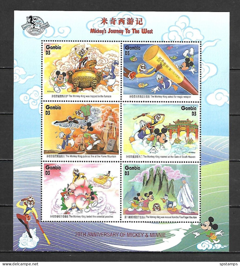 Disney Gambia 1998 Ovp - Mickey's Journey To The West Sheetlet #2 MNH - Disney