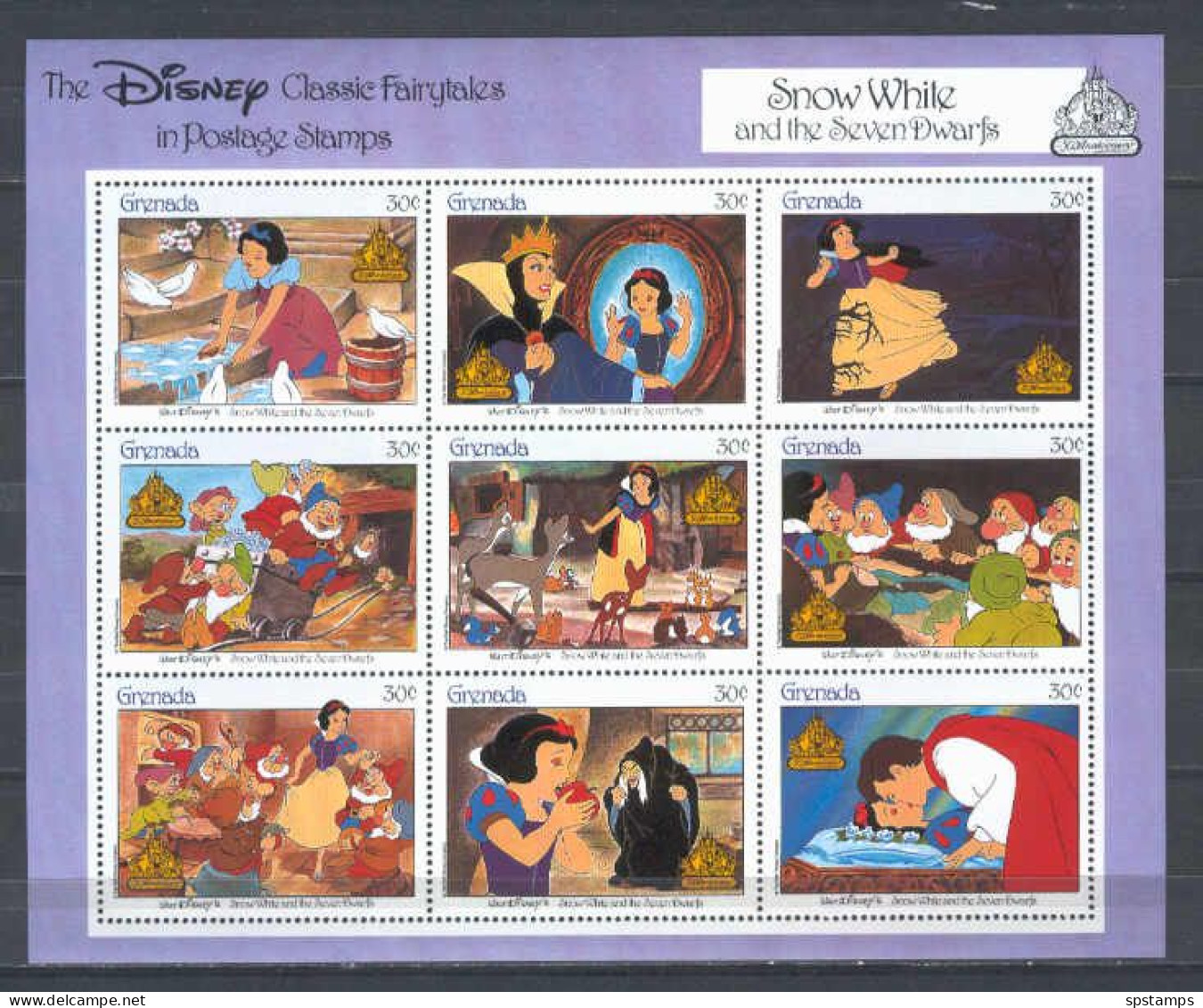 Disney Grenada 1987 Snow White Sheetlet MNH - Disney