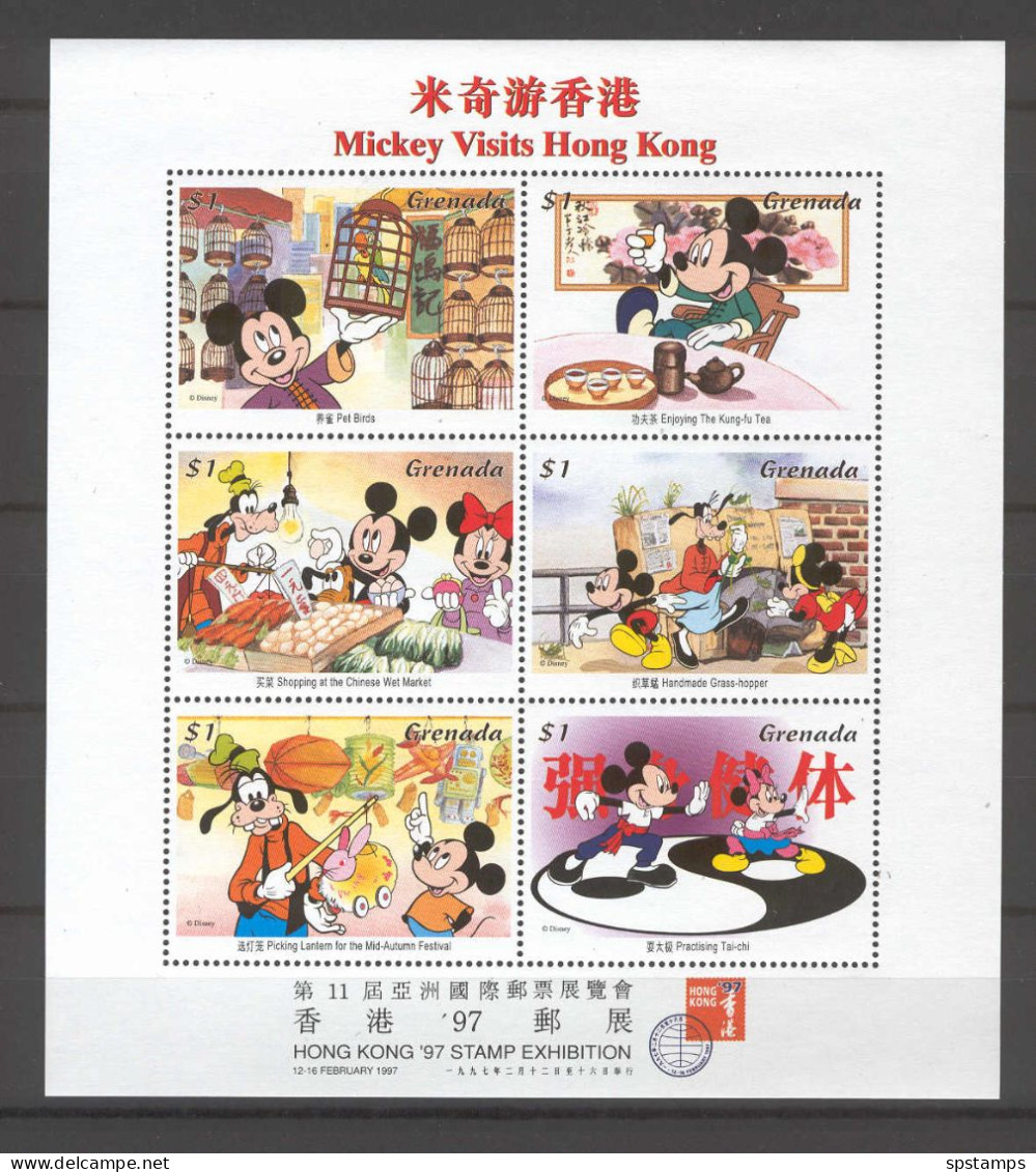 Disney Grenada 1997 Mickey Visits Hong Cong Sheetlet #1 MNH - Disney