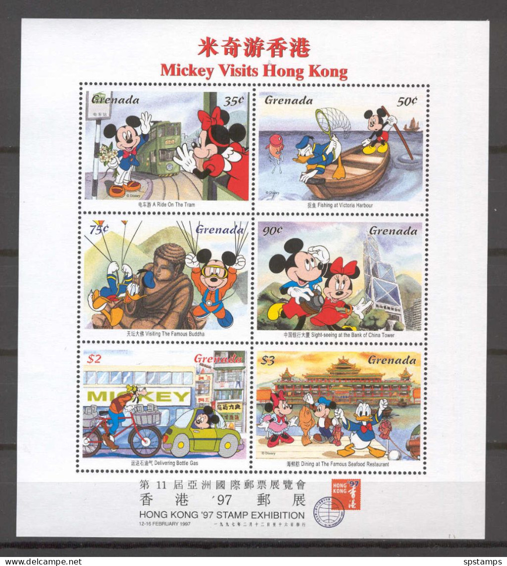 Disney Grenada 1997 Mickey Visits Hong Cong Sheetlet #2 MNH - Disney
