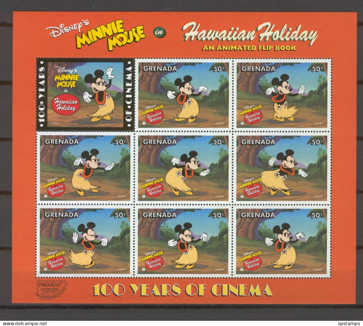 Disney Grenada 1997 Minnie - Hawaiian Holiday Sheetlet #1 MNH - Disney