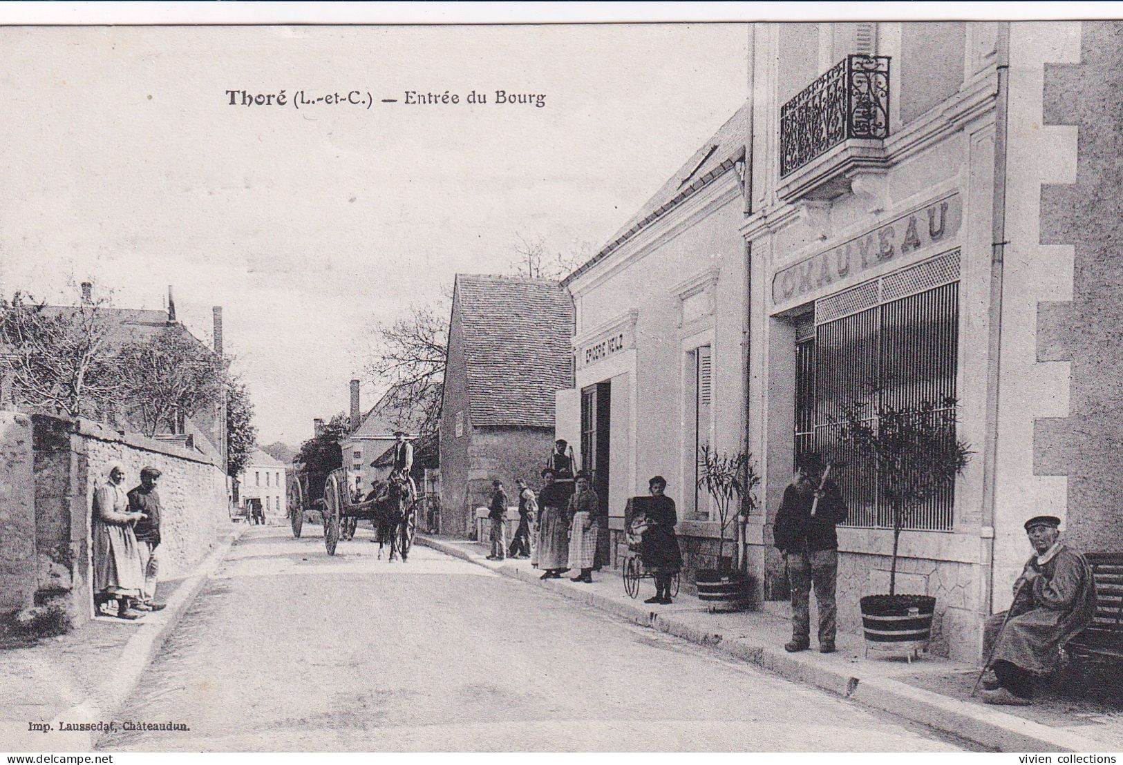 Thoré (41 Loir Et Cher) Entrée Du Bourg épicerie Neilz, Journalier Devant La Maison Chauveau Au 1er Plan édit. Laussedat - Autres & Non Classés