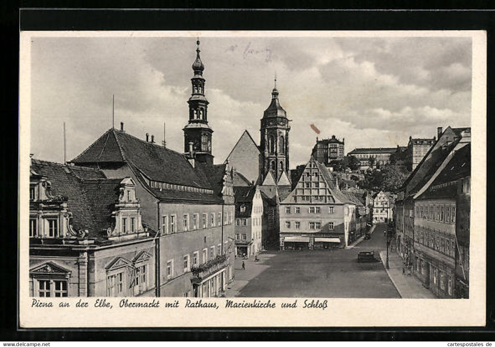 AK Pirna A. E., Obermarkt Mit Rathaus, Marienkirche Und Schloss  - Pirna