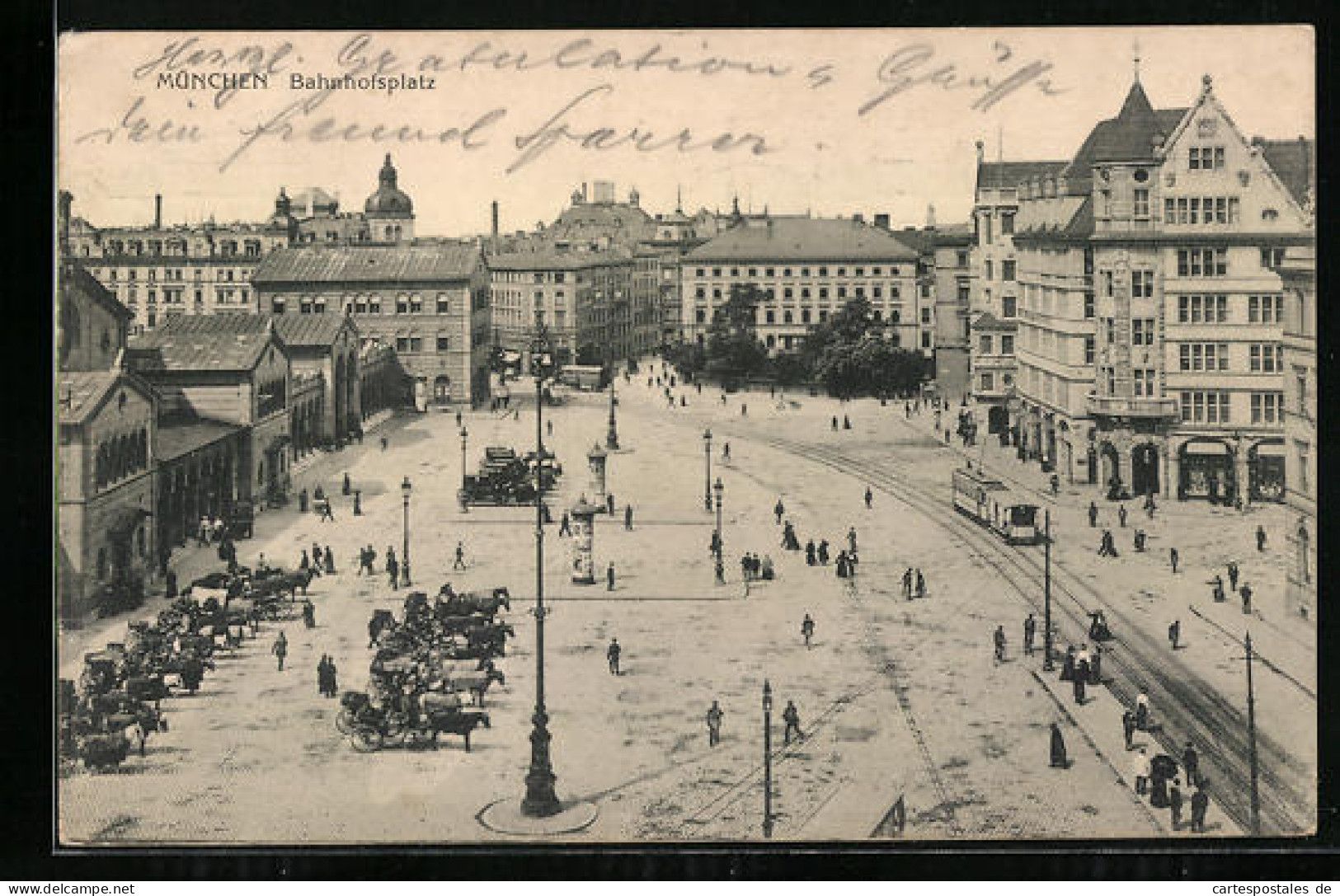 AK München, Strassenbahn Auf Dem Bahnhofsplatz  - Tram