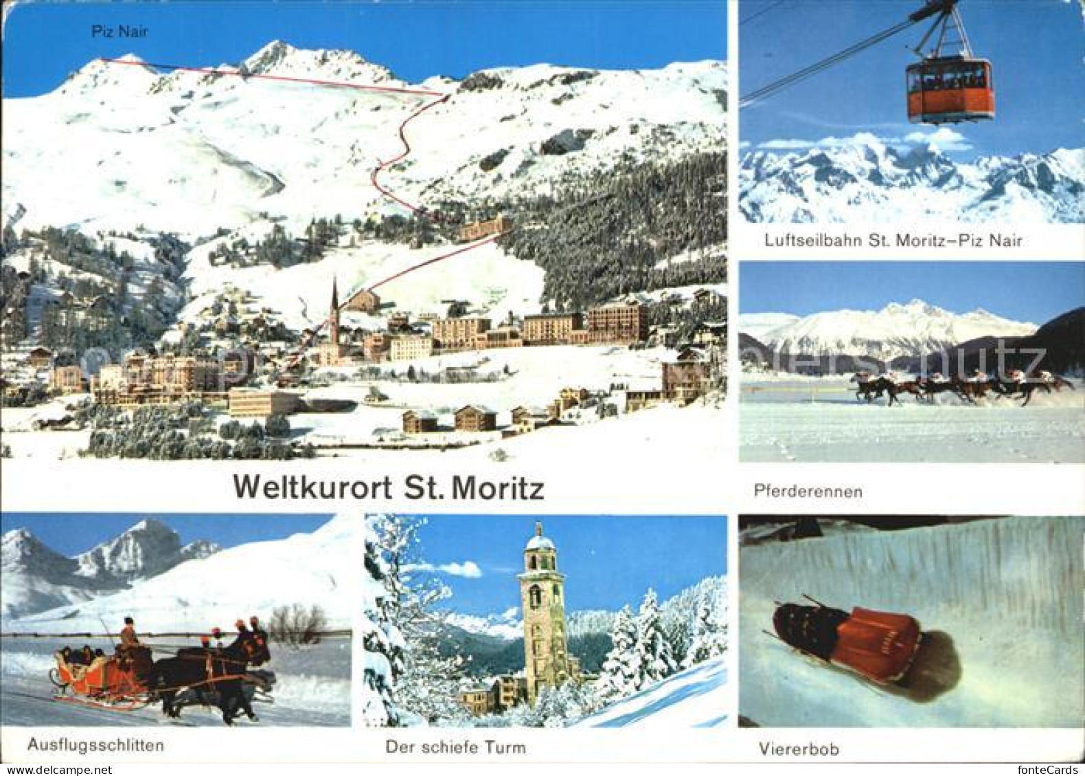 12532675 St Moritz GR Panorama Seilbahn St Moritz Piz Nair Ausflugsschlitten Sch - Sonstige & Ohne Zuordnung