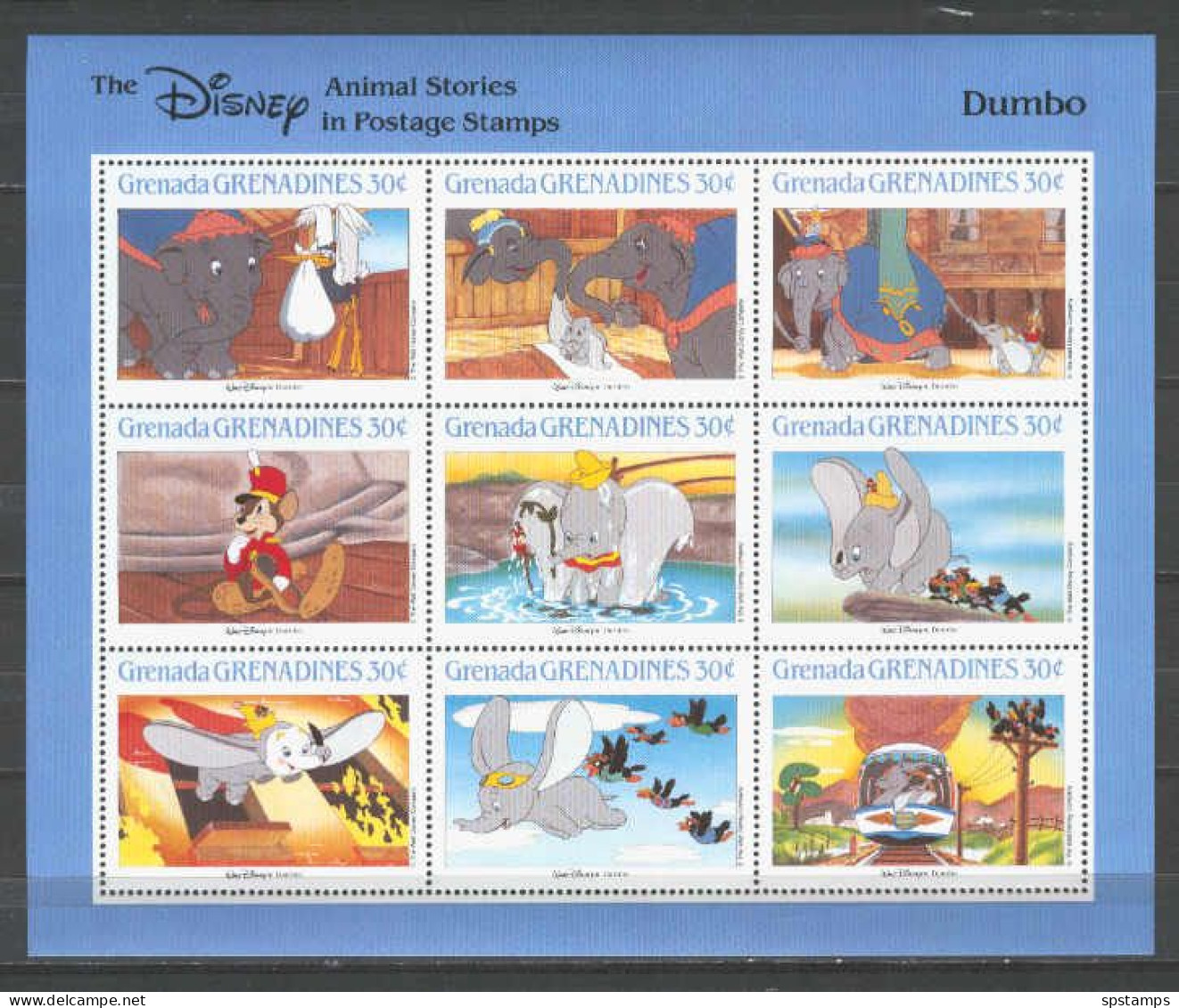 Disney Grenada Gr 1988 Animal Stories - Dumbo Sheetlet MNH - Disney