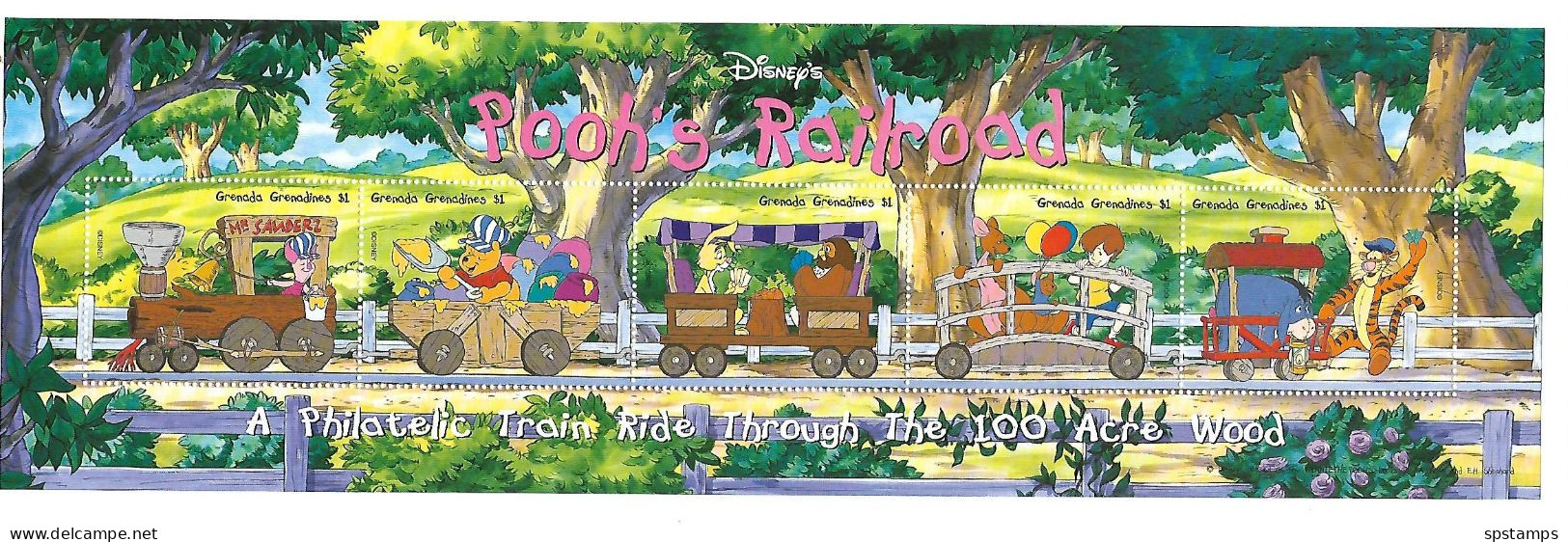 Disney Grenada Gr 1998 Pooh's Railroad MS #1 MNH - Disney